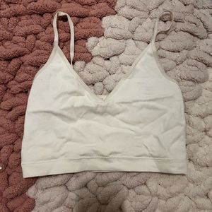 Garage white crop tank top
